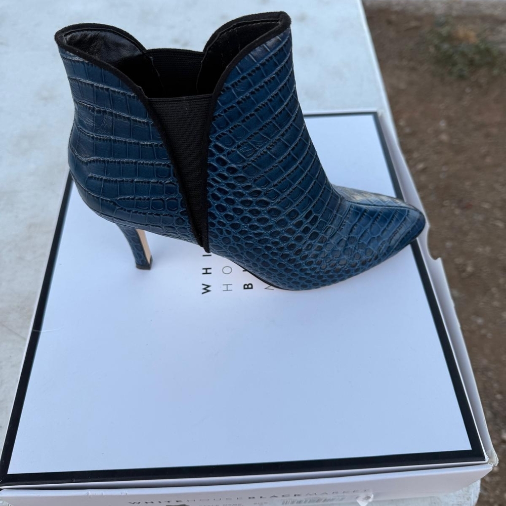 Ankle Boots White House Black Market Blue Embossed Heeled Boots
